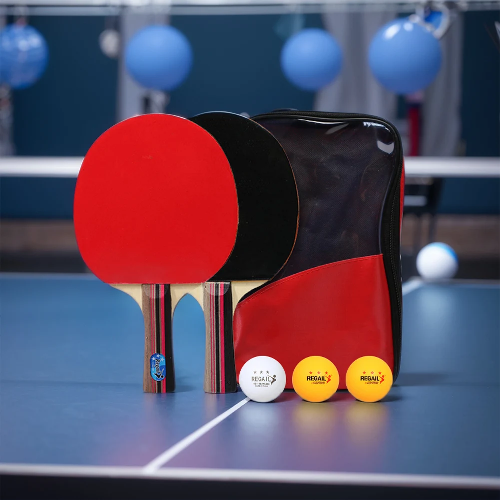 Ping Pong Paddles 2 Rackets & 3 Balls Table Tennis Paddles with Storage Bag 2 Player Ping Pong Set Non Slip for Tournament Play
