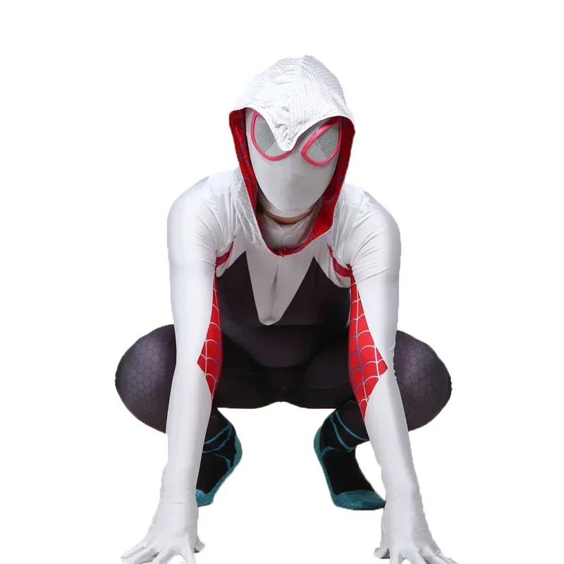 Adults Kids Gwen Stacy Cosplay Costume Superhero Zentai Jumpsuit Female Girls Woman Full Bodysuit