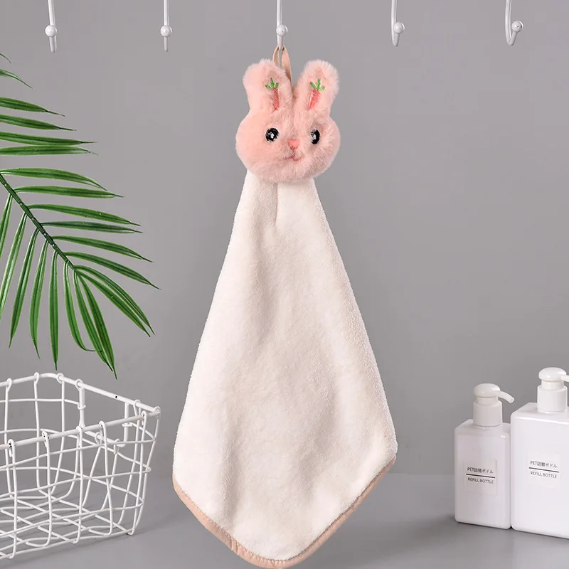 Cartoon Rabbit Wipe Hand Towel Soft Thicken Coral Fleece Super Absorbent Quick Dry Children Terry Towels For Kitchen Bathroom