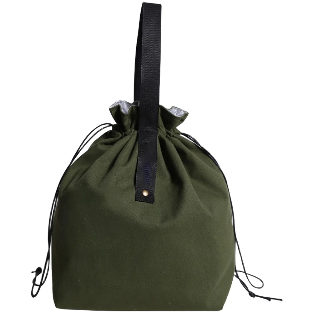 Thermal Lunch Bag Canvas Tote Insulated with Drawstring Closure Large Capacity for Work and School Meal Carrying