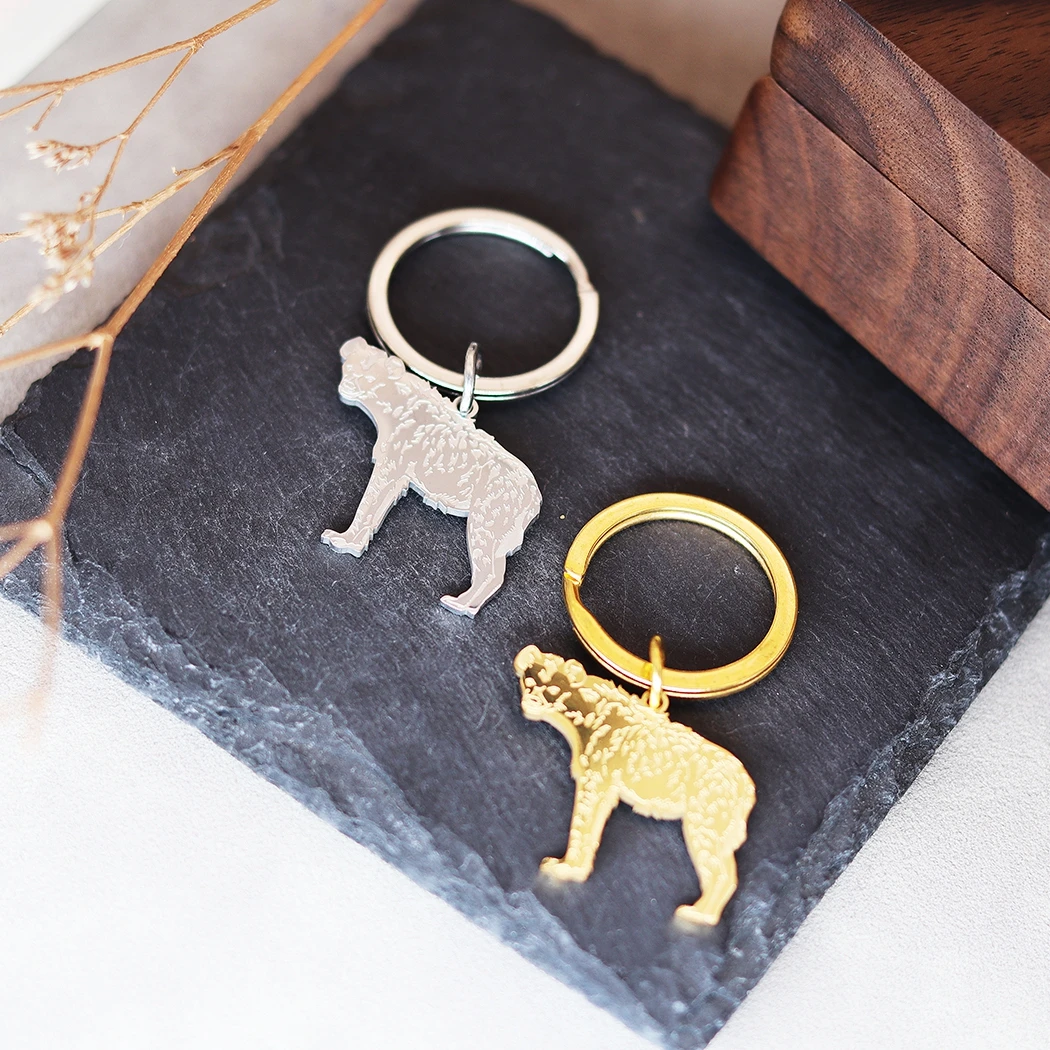 Stainless Steel Personalized Hyena African Dog Keychain Tag Trendy Jewelry For Women Custom Name Key Ring Engraved Keyring