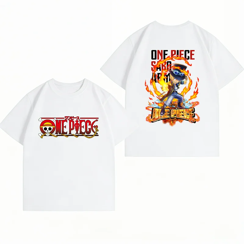 Bandai One Piece Sabo 100% Cotton Men's T-Shirt, Summer New Men's Clothing, Casual Short Sleeve Anime Print Tee