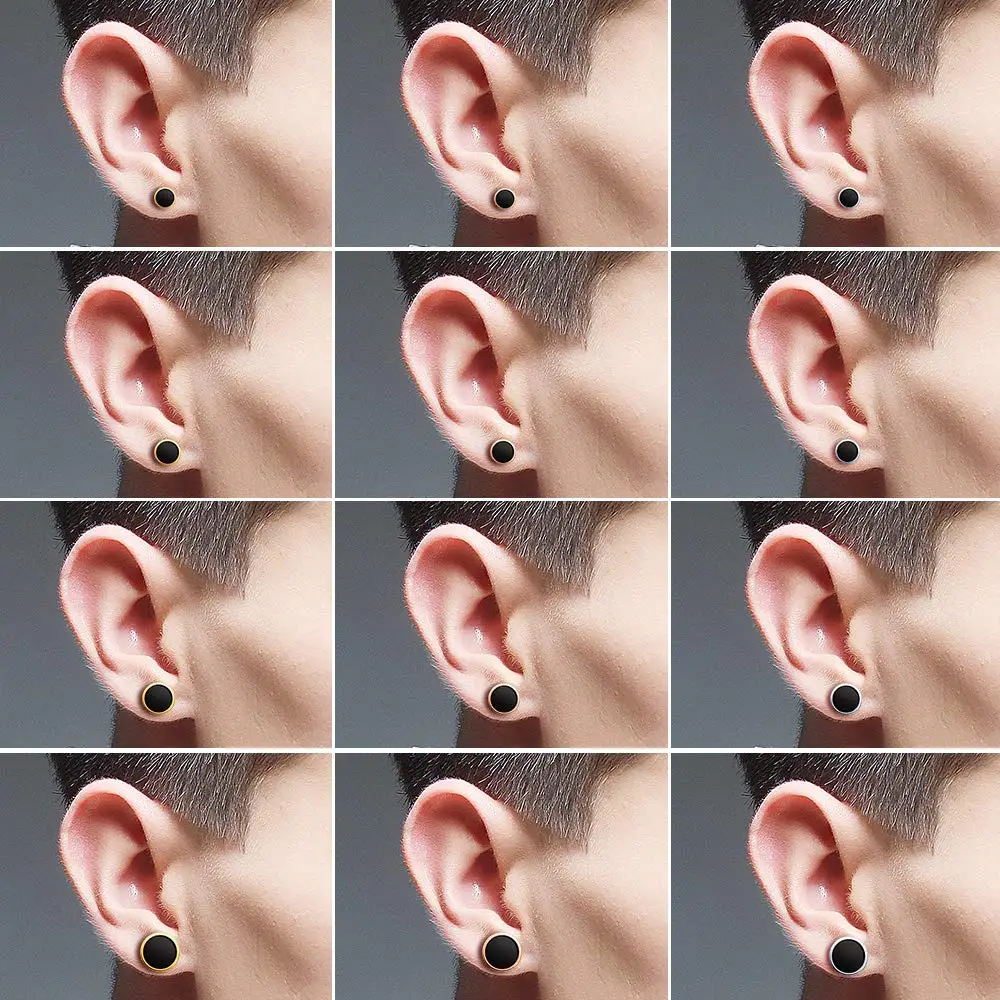 1 Pairs Stainless Steel Enamel Round Stud Earrings for Men Women 4 Colors 6MM/8MM/10MM/12MM Option