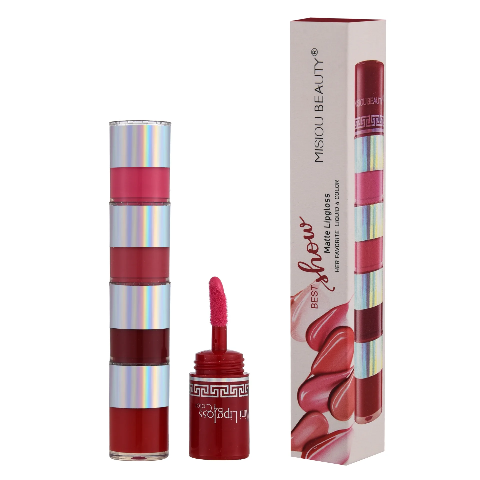 Set di lucidalabbra opaco a 4 colori idrata il rossetto liquido alla moda impermeabile e duraturo facile da applicare lucidalabbra Sexy di grande capacità 8g