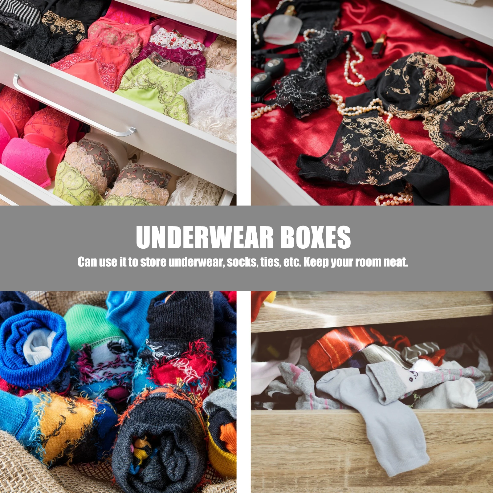 

Underwear Socks Storage Box Space Saving Lingerie Container Bra Holder Nylon Mesh Tray Multiple Grids Design Dormitory Supplies