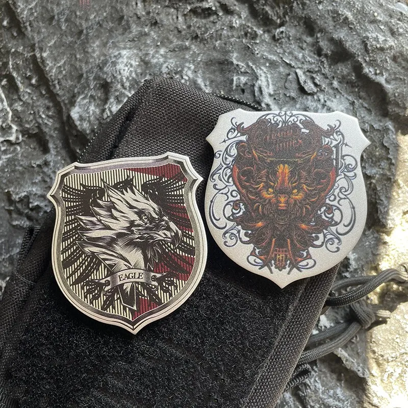 Shield-shaped Metal Patch Wolf Head Bag Sticker Outdoor Tactical Badge For Backpack Vest Clothes DIY Decals