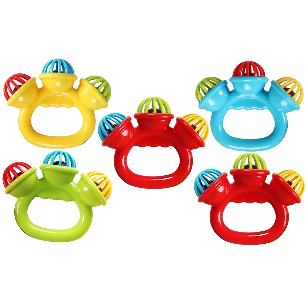

5 шт., детские погремушки для рук, красочный шейкер-кольцо, успокаивающий, успокаивающий, сенсорное обучение, игровой набор для раннего образования для новорожденных