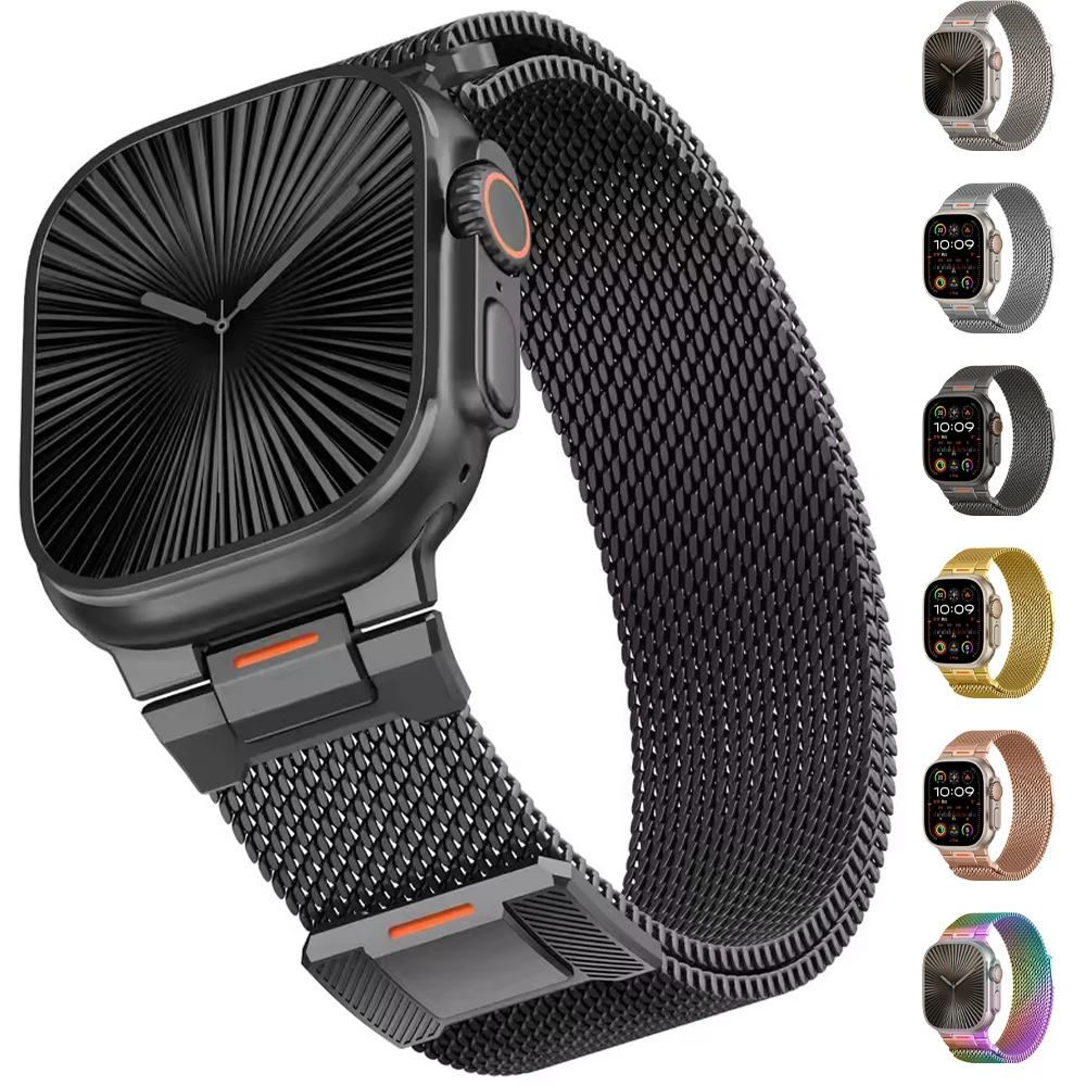 Milanese lus voor Apple Watch Ultra 2 band 49 mm 44 mm 45 mm 46 mm 42 mm 38 mm metalen armband Iwatch serie 11 10 9 8 7 6 5 Se 3 band