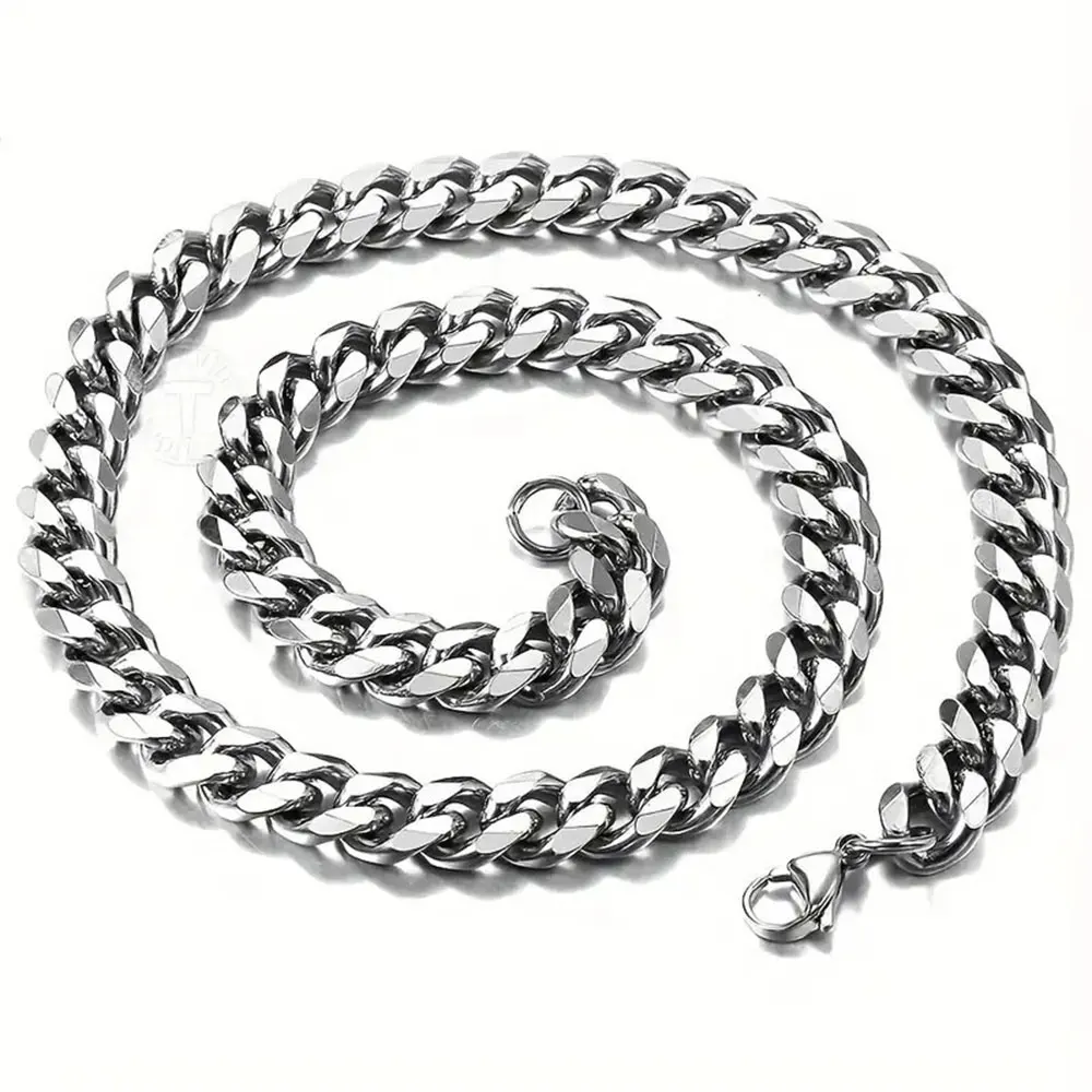 1pc Men\'s Stainless Steel Chain Necklace, Unisex Hip Hop Neck Chain Necklaces