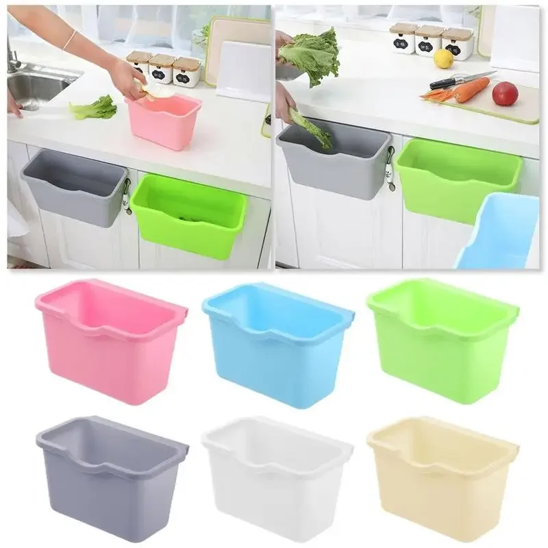 Kitchen Cabinet Door Hanging Trash Garbage Bin Can Rubbish Container Mini Waste Bins Household Rubbish Cleaning Tool Dustbin