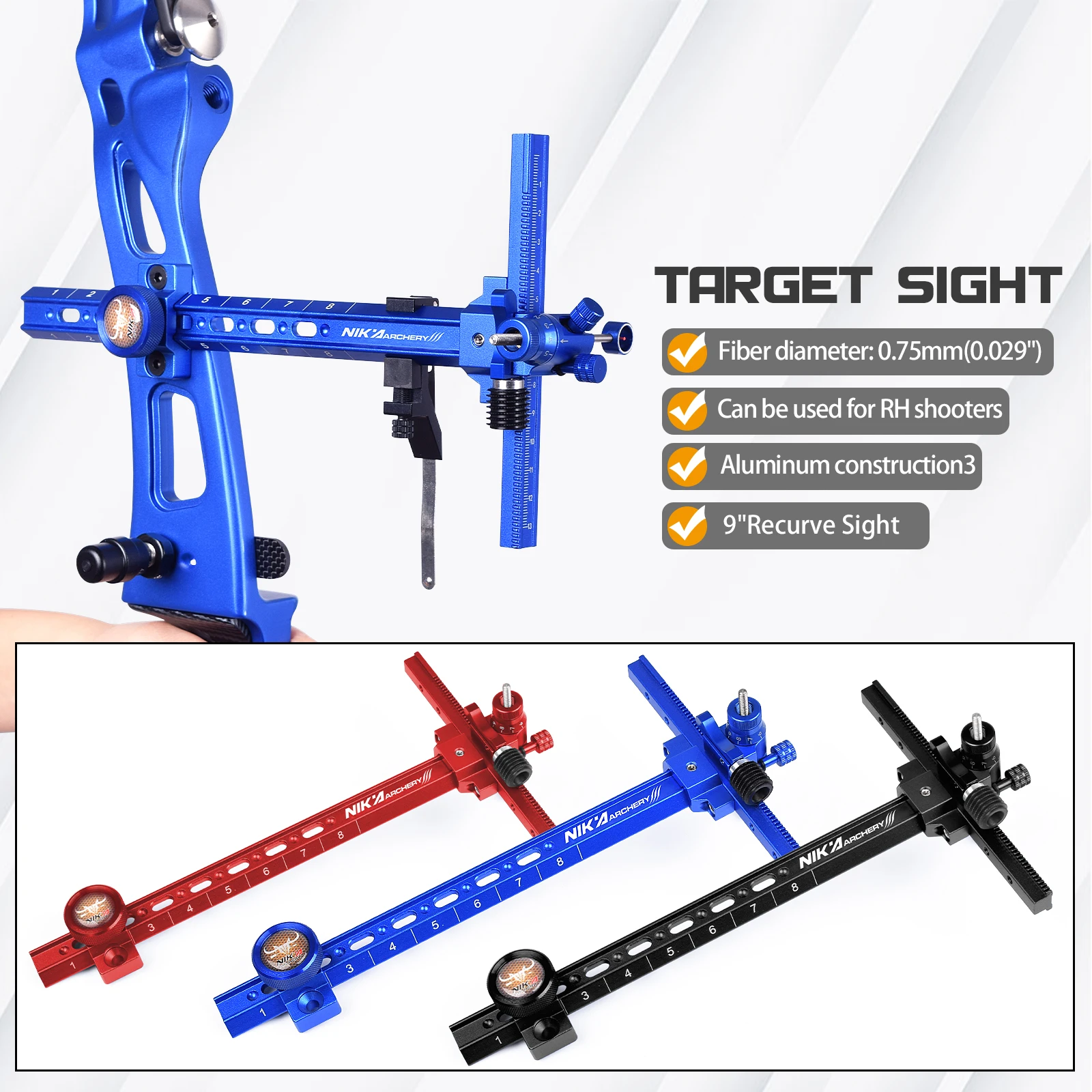 Archery 9inch Recurve Bow Sight T Shape Target Sight For Shooting or Hunting Accessories  Right Hand