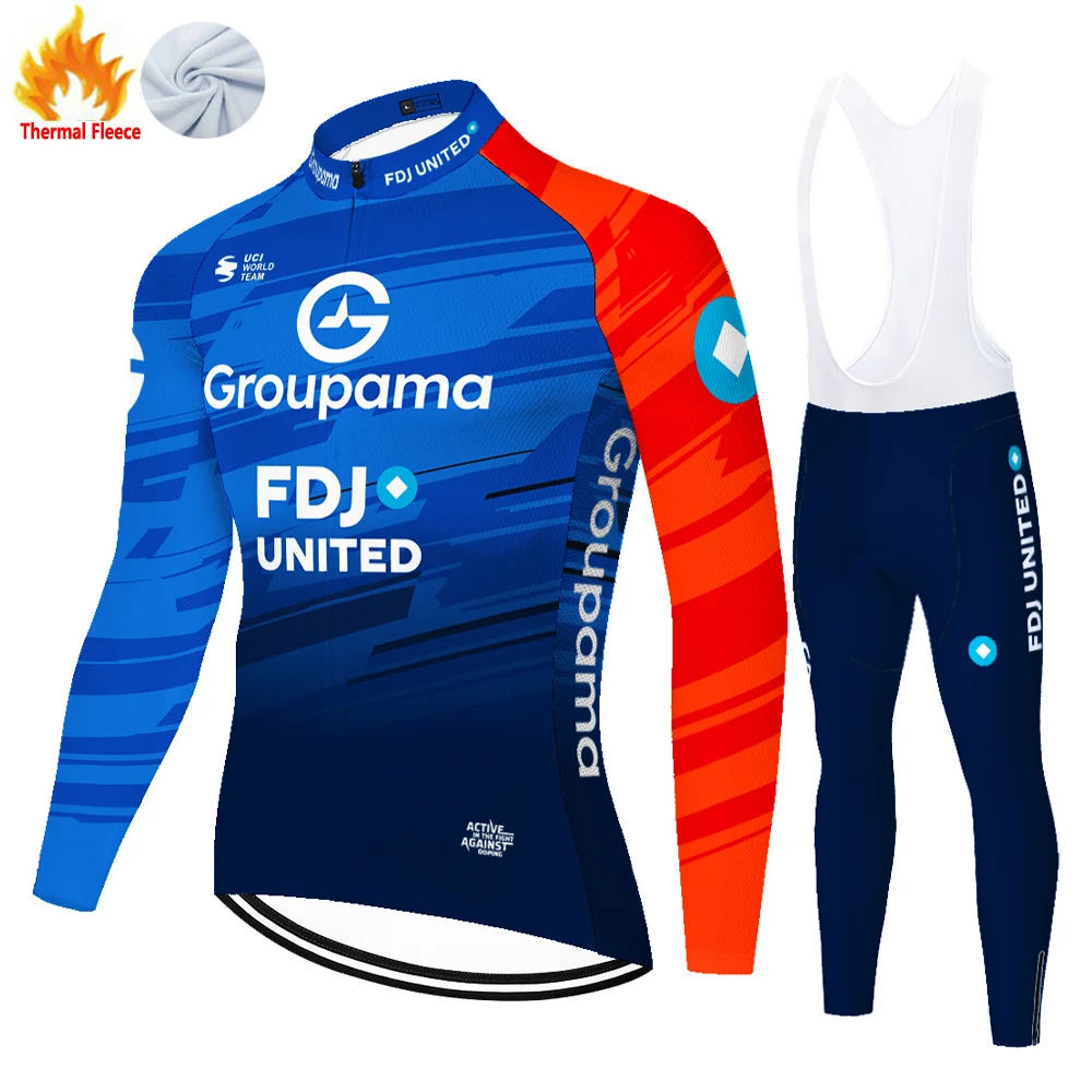 Proteam Winter Thermal Fleece 2026 FDJ conjunto de camisa de ciclismo cyclisme homme 자ropa hombre 자bicicletas