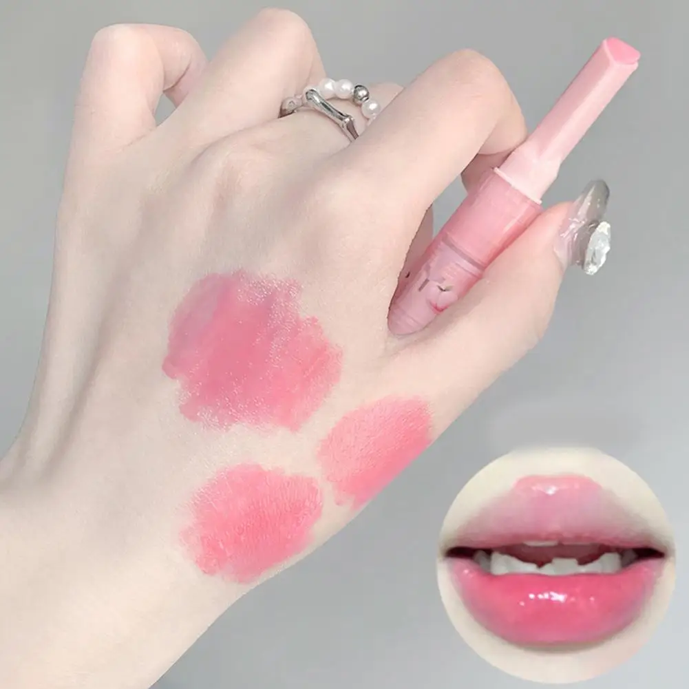 Herzförmiges klares Wasser Licht fester Lip gloss Gelee Lippenstift Lippen tönung Make-up roter Bleistift Spiegel kosmetisches Glas feuchtigkeit spendend e1o3