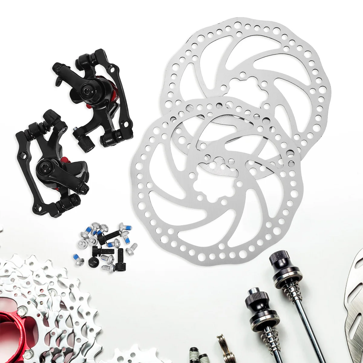 1Pair Mechanical Silver Bike Disc Brake Kit Front Rear 160mm Rotor High Quality Mountain Bicycle Set Disc Brake