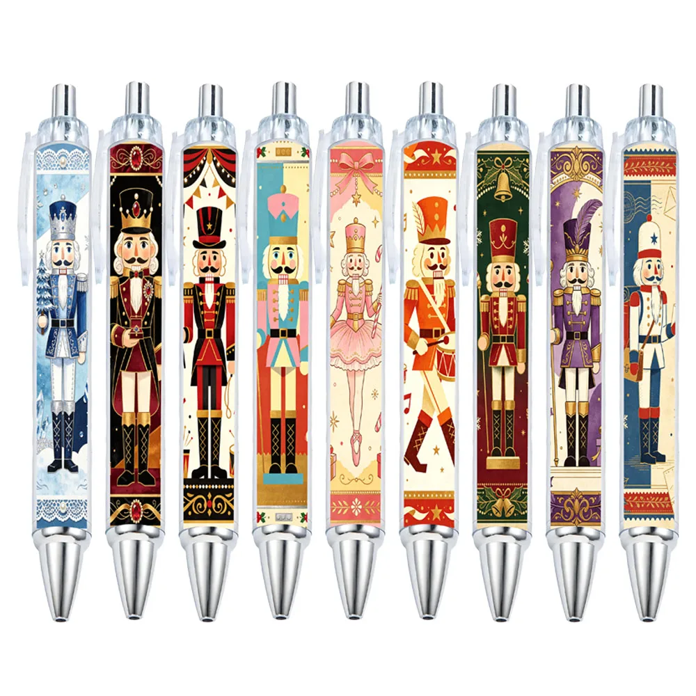 9pcs/18pcs retro Christmas Nutcracker printing press ballpoint pen European-style fairy tale doll theme office writing stationer