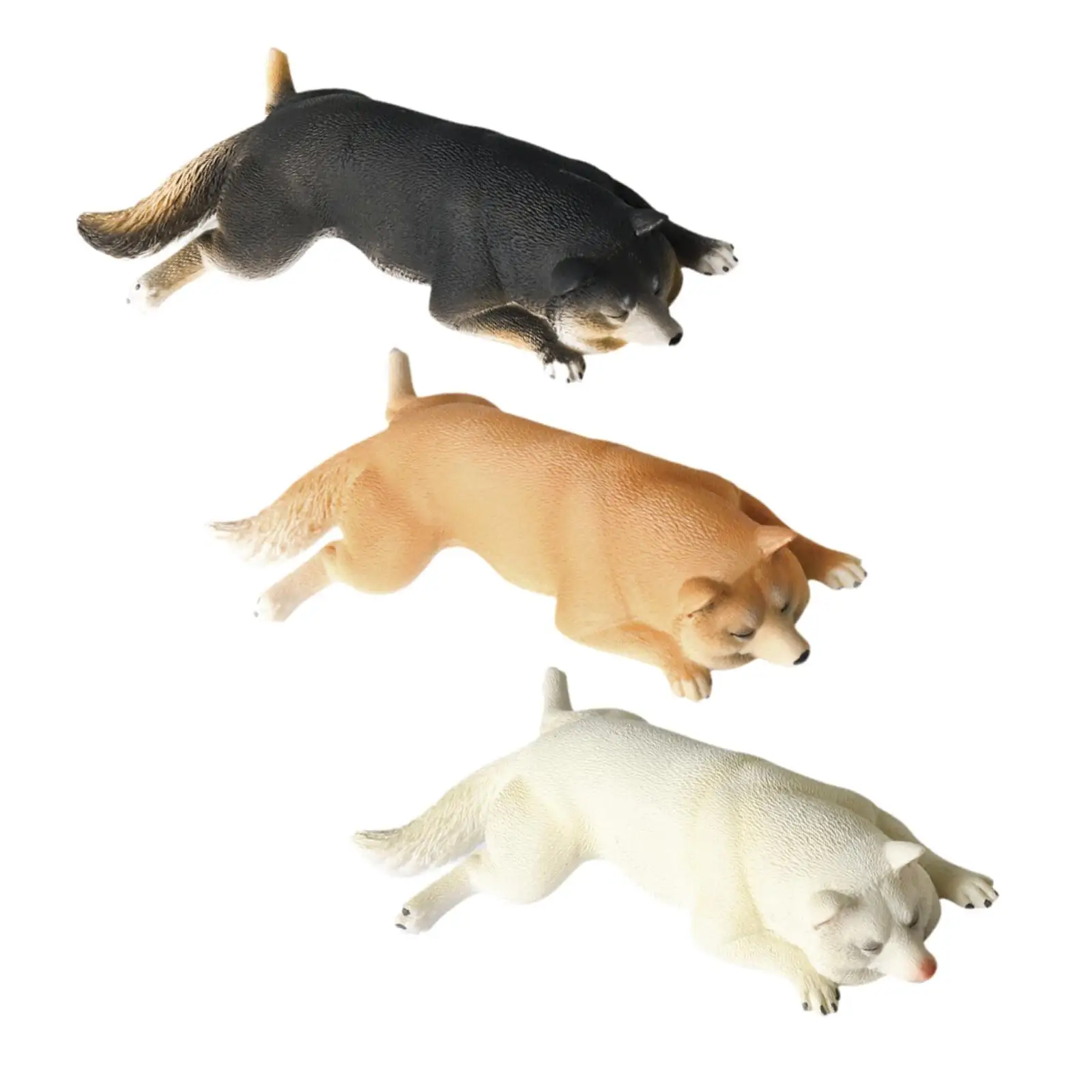 Realistic Dog Figurine Mini Dog Sculpture Collectible Decorative Figurines Miniacture Toy Sleeping Gog Model for Children