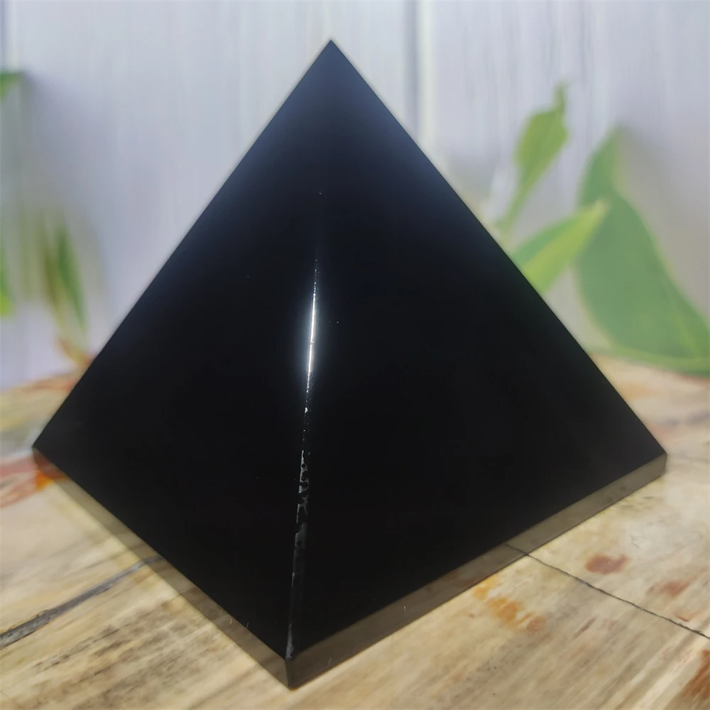 Natural Original Stone Polishing Black Obsidian Pyramid Triangled Crystal Reiki Energy Mineral Specimen Home Decoration