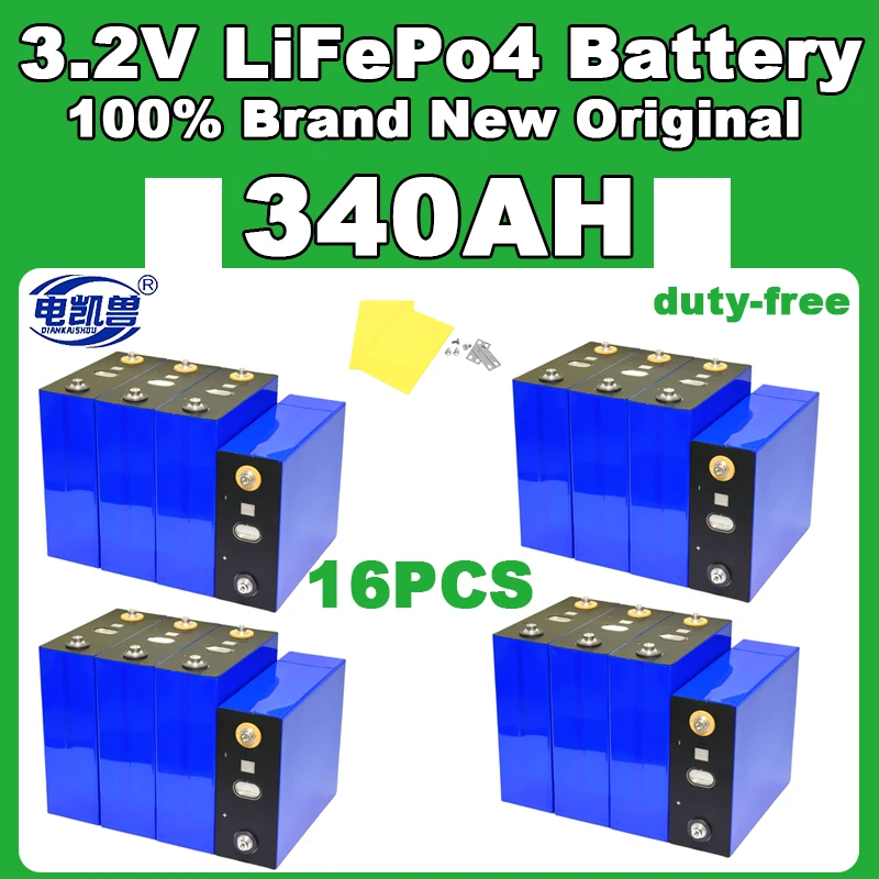 

16pcs new 3.2V 340AH 320Ah 280AH DIY 24V 48V Lifepo4 rechargeable battery lithium iron phosphate solar camping car cell tax-free