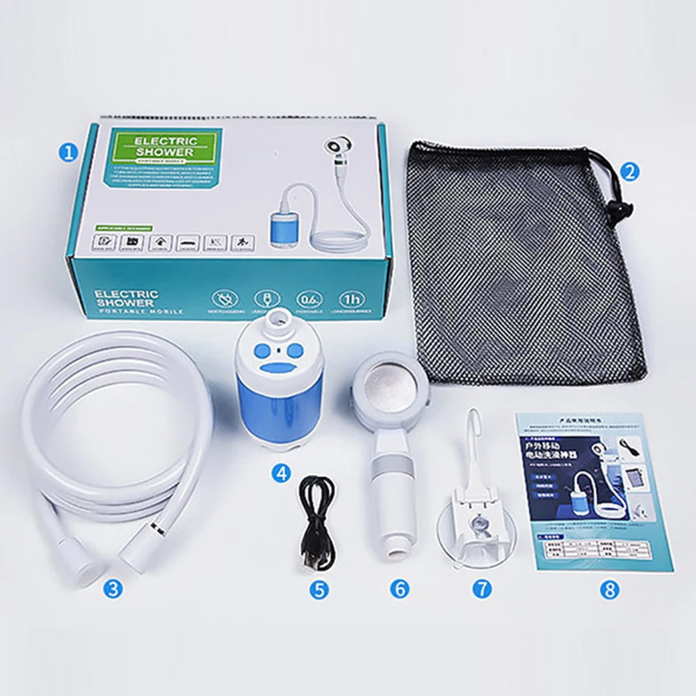 Электрический насос для душа, перезаряжаемый уличный походный насос, портативный уличный распылитель для душа для уличного душа, ванна для домашних животных, автомойка