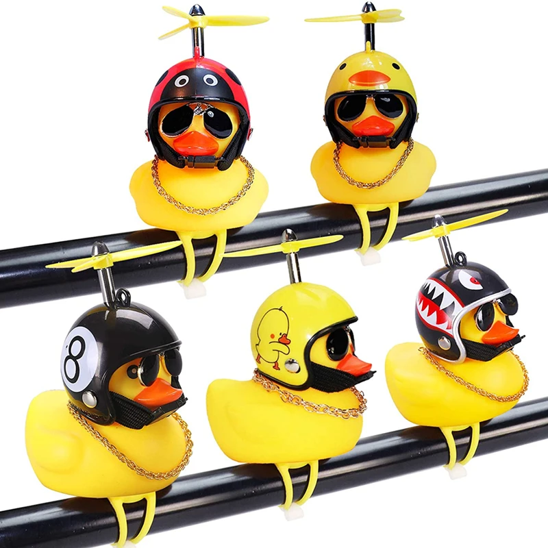 Helmet Bicycle Broken Wind Yellow Mini Duck Car Accessories Interior Decor Bath Duck Doll Motorcycle Duckling Motocross Ducky