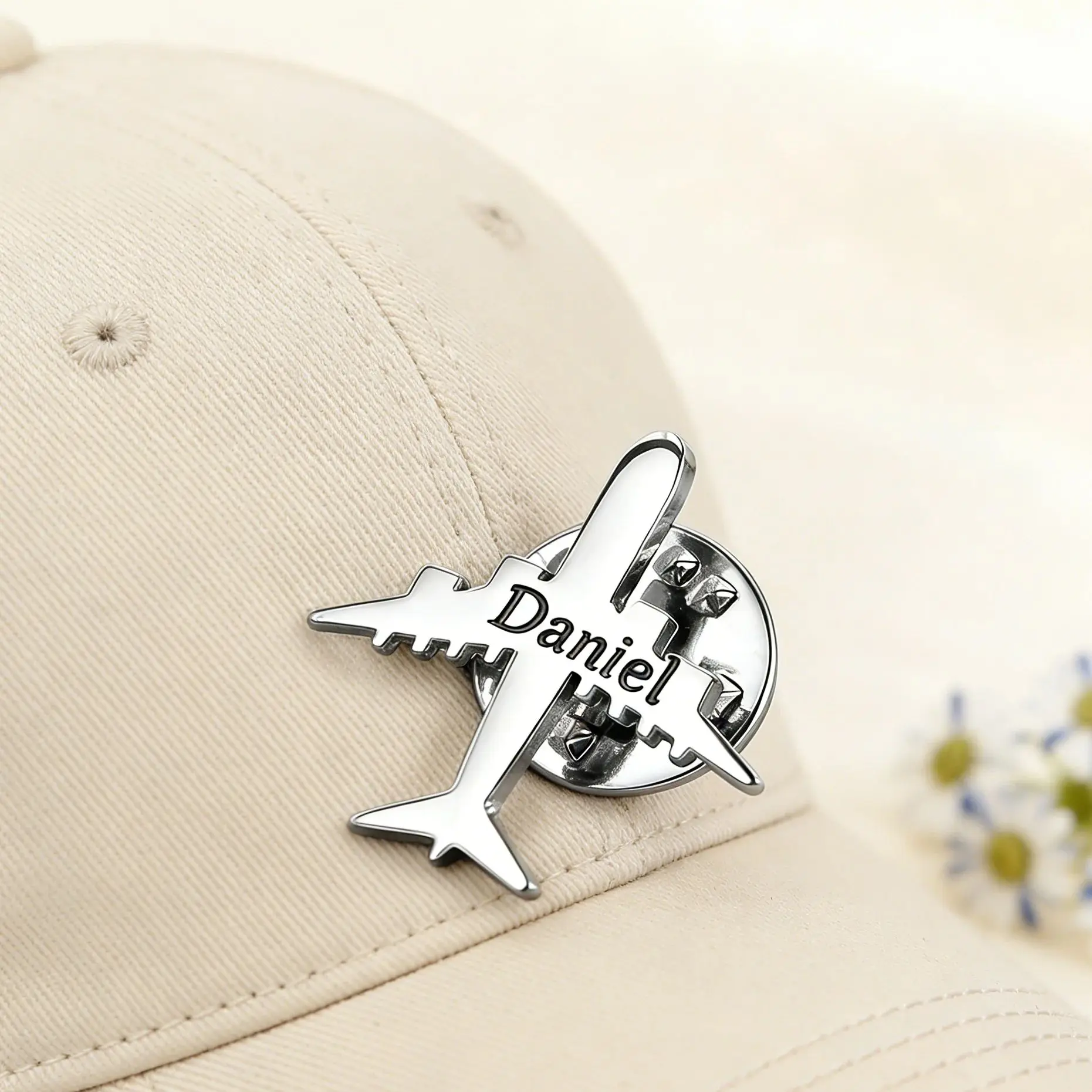 

Lucktune Custom Name Airplane Brooch Stainless Steel Personalized Aviation Jewelry Pin Plane Metal Pins Flight Pilot Gift Sale