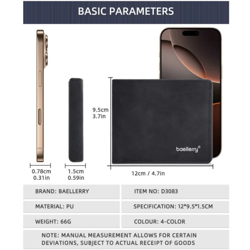 New Business Fashion Trifold Men'S Wallet, Simple Matte Student Wallet, Multi-Slot Horizontal Wallet, Small Wallet For Men