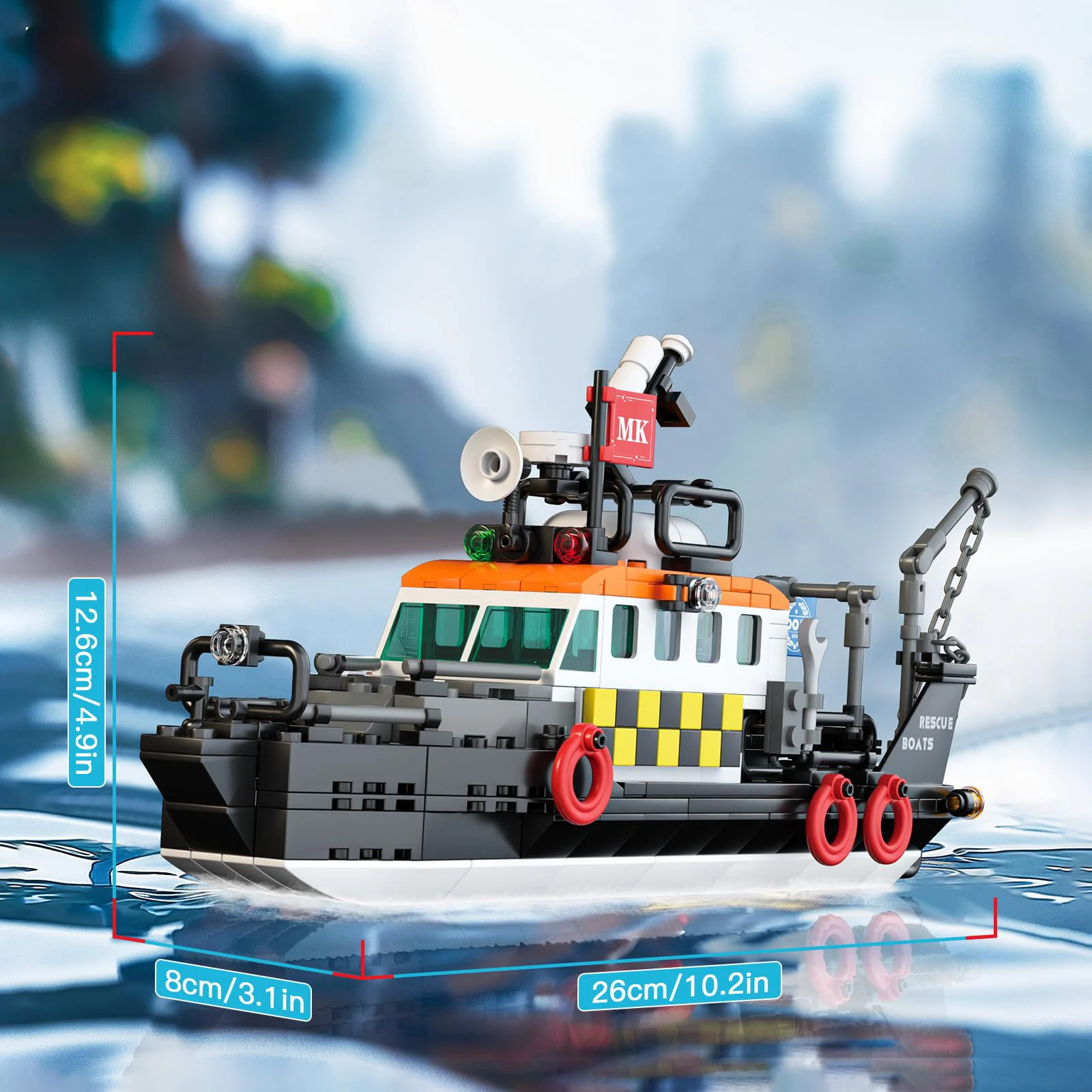 몰드 킹 10081 다기능 구명보트 모델 364피스 블록 세트 MOC 테크니컬 DIY 장난감 크리스마스 선물용