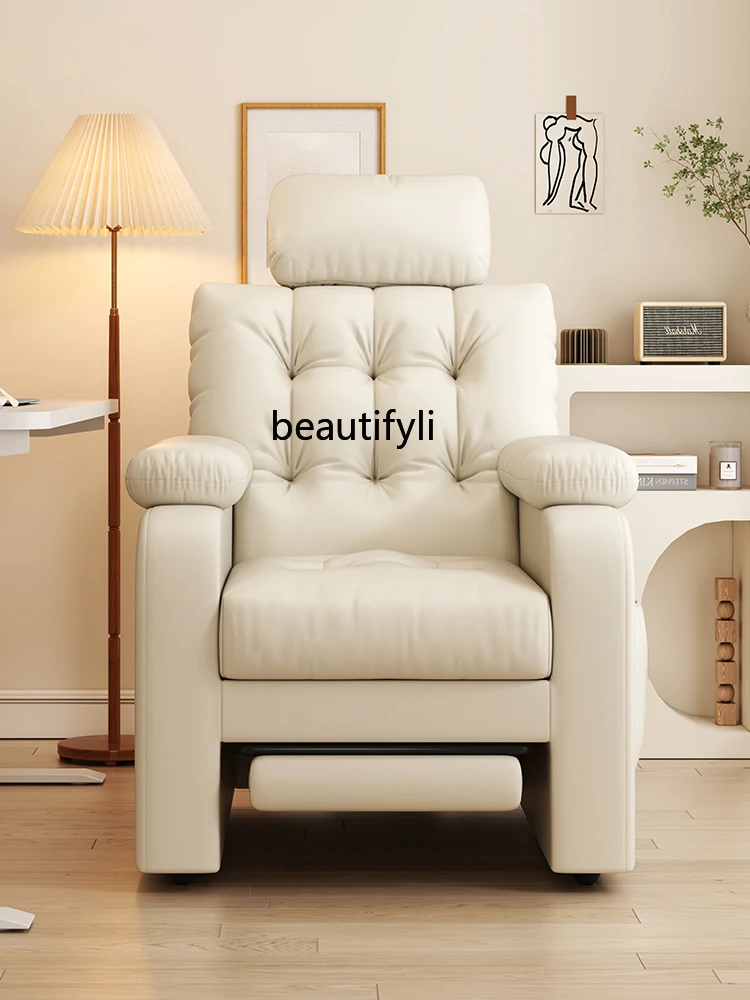 Computer Chair Sofa Technology Fabric Single Rocking Electric Nail Massage Lazy Multi-Function Chair Living Room Genuine Leather