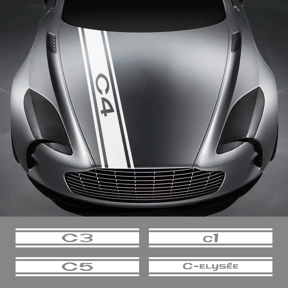 

Car Hood Sticker Bonnet Long Strip Vinyl Film Decal Trim Decoration Auto Accessories For Citroen C4 C1 C3 C5 C6 C-ELYSEE VTS