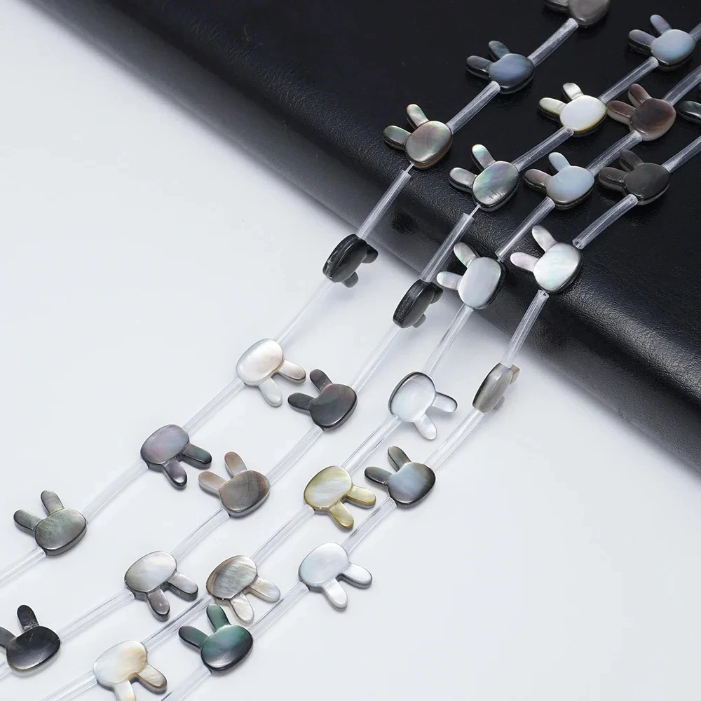 

10 шт./пакет в форме головы кролика 10x12 мм, свободные бусины из натуральной ракушки, черные милые украшения для изготовления ожерелья, сережек