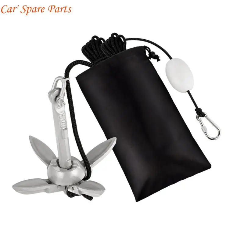 Y4UA Strong Powder Coated 1.5Lb Retractable Mooring with Hard Rope 12 Inch Folded Marine Mooring System for Inflatable
