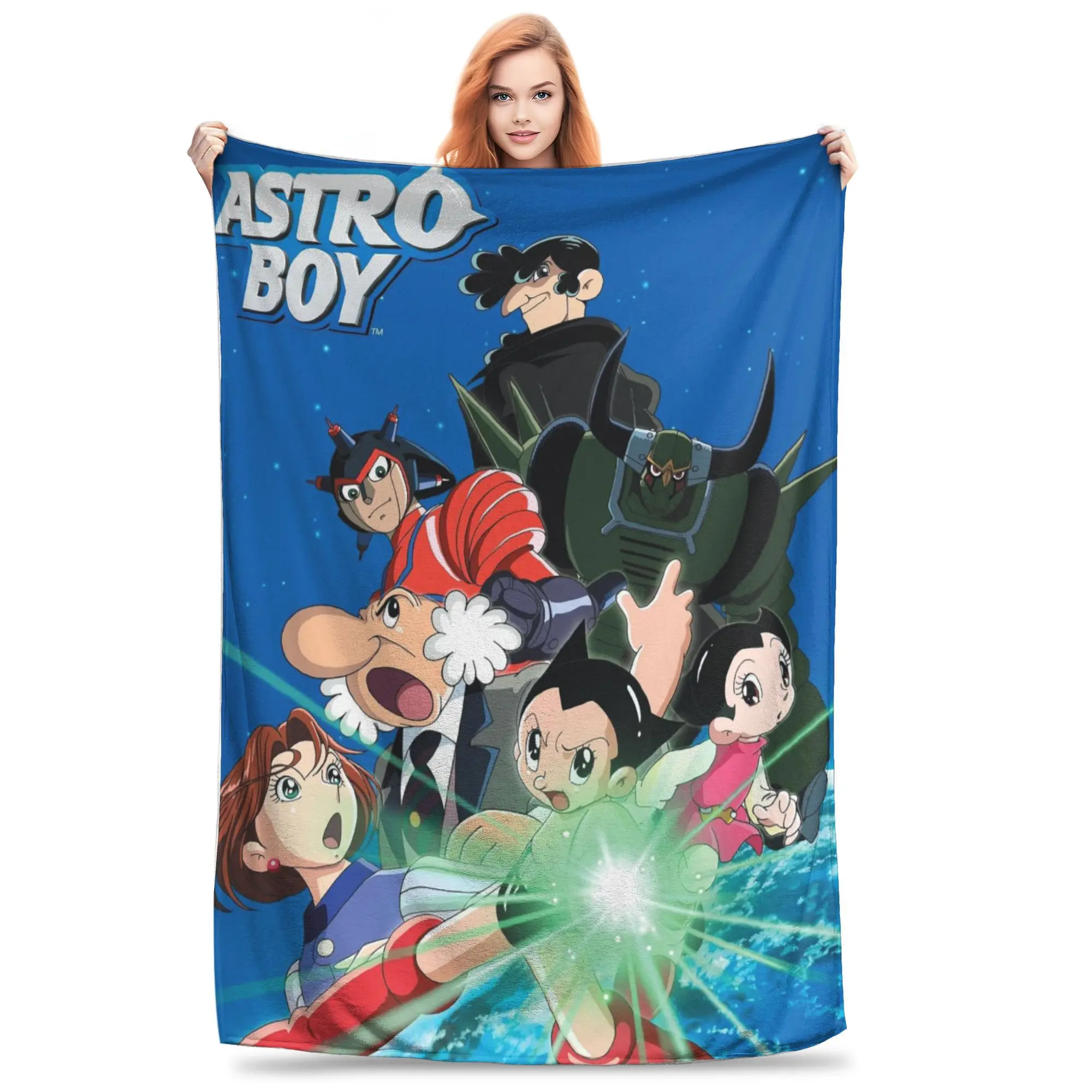 Manta de franela Astroboy Astro Boy Atom dibujos animados Anime mantas de felpa cálidas colcha suave para sala de estar hogar Picnic sofá