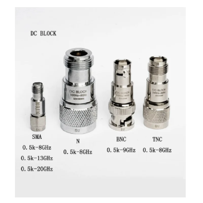 

RF isolator DC Block; 1k-8G, 13G, 18G; SMA/N/BNC/TNC; Isolation voltage: 50v