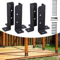 4pcs Adjustable Deck Post Anchor Base Brackets Fence Support 35*30*2.8 Mm For Pergola Railing Adjustable And Versatile