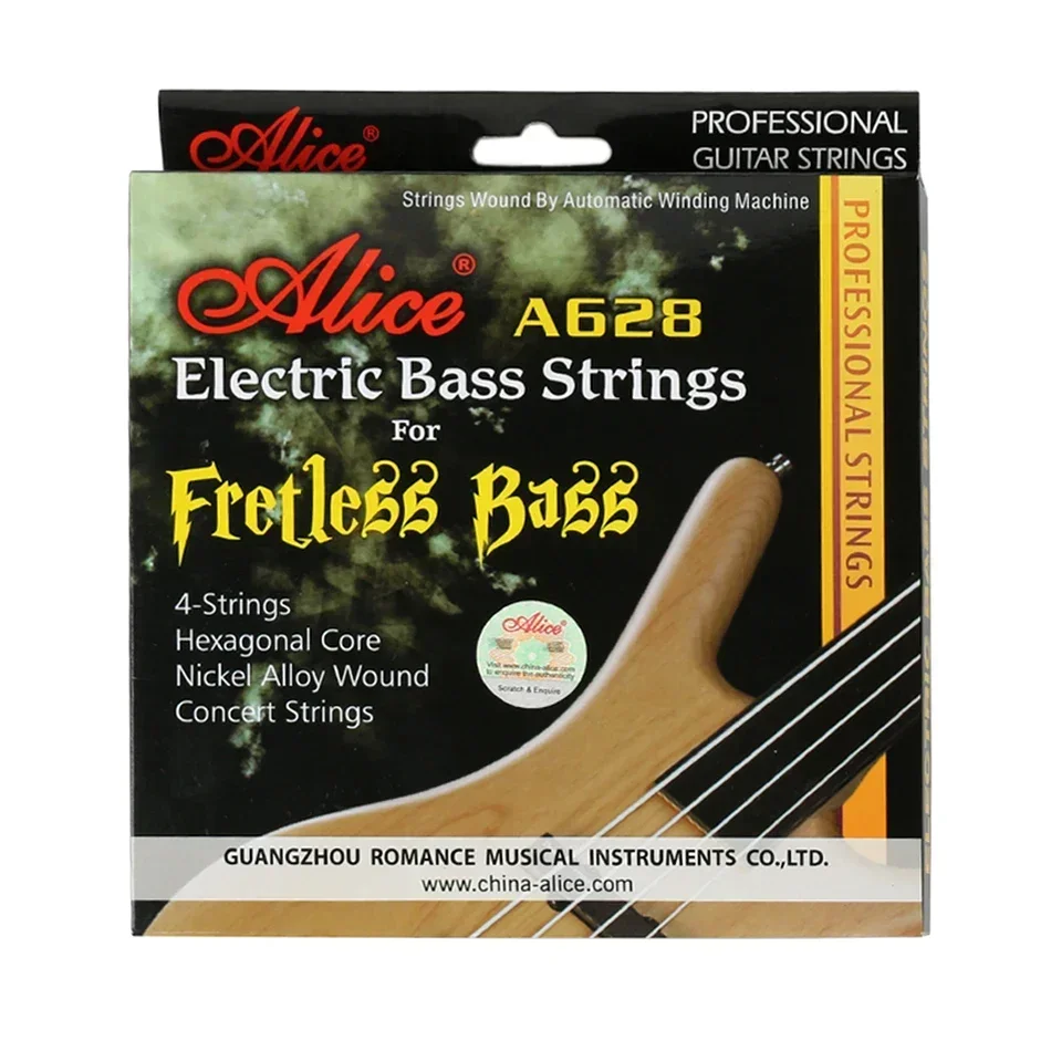 Alice A628 Fretless 4 Electric Bass Strings Full Set 4 Strings Hexagonal Core Nickel Alloy Wound Gold Ball-End