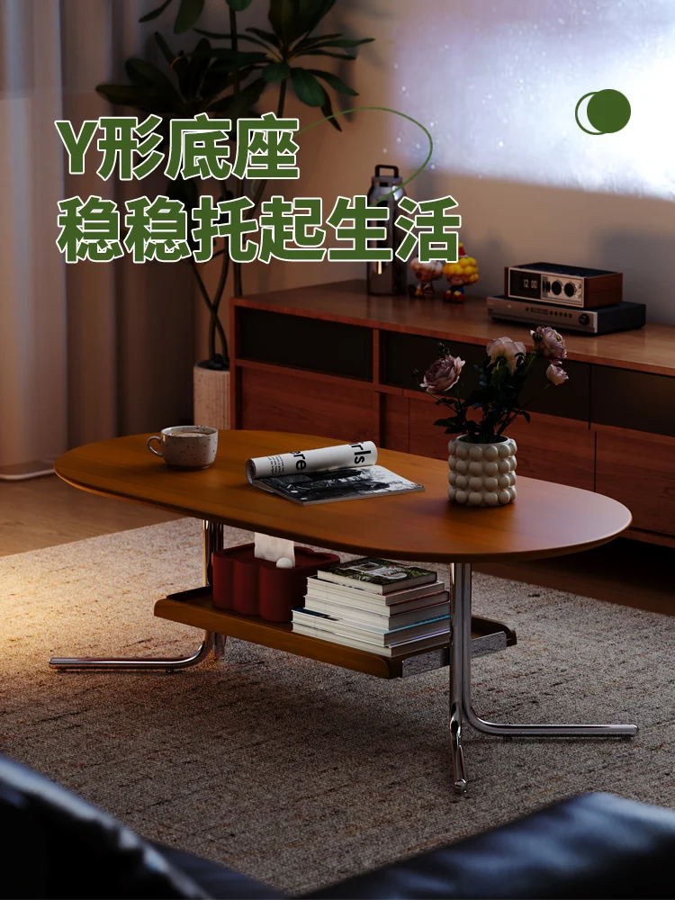 

Coffee Table Living Room Home New Medieval Style Tea Table Solid Wood French Light Luxury High-end Oval Designer