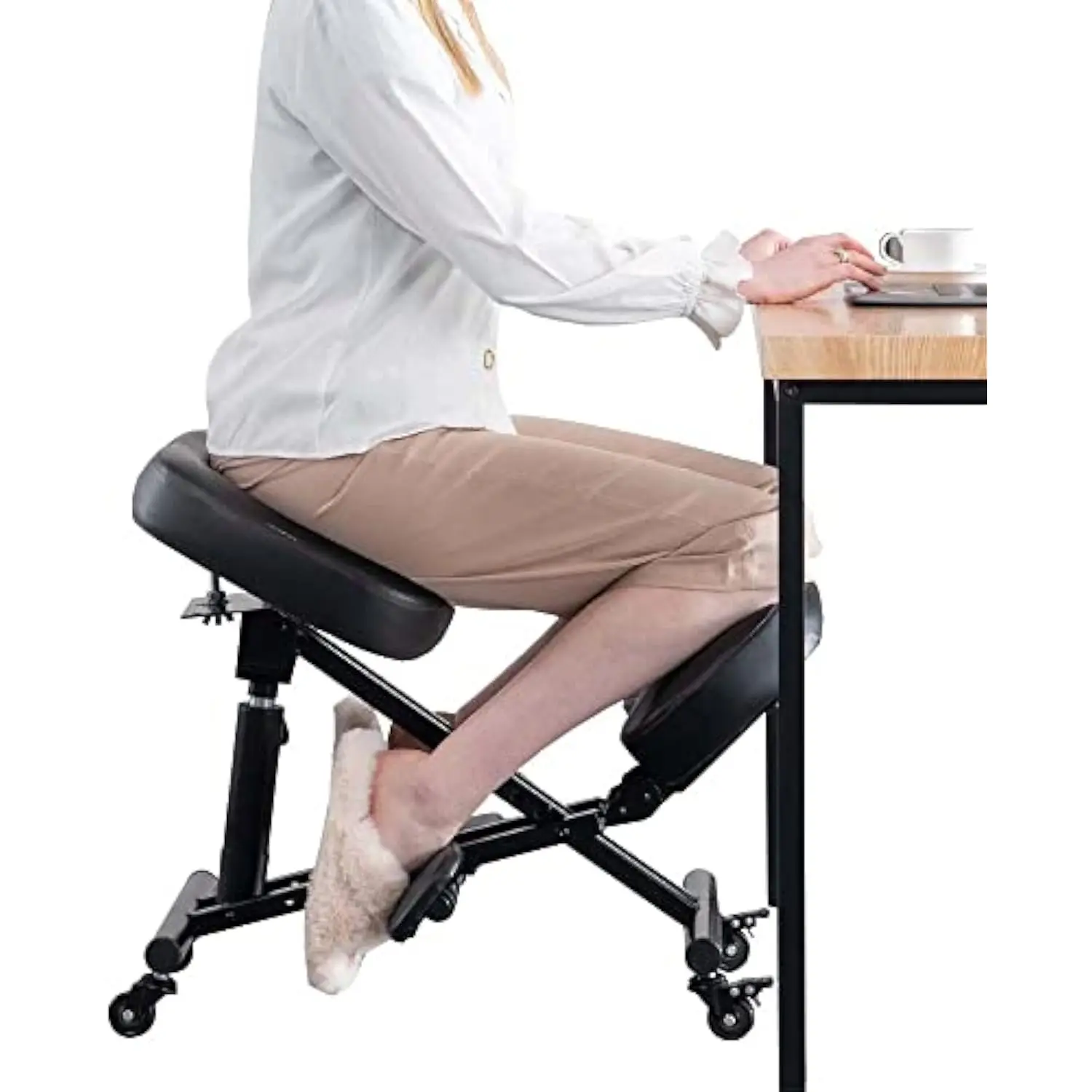 

Ergonomic Kneeling Chair with Footrests, Adjustable Knee Stool for Office & Home, Improve Sitting Posture with a Forward Tilted