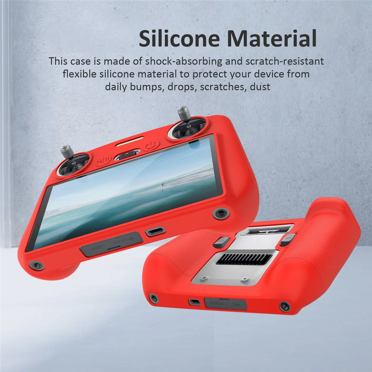 For 3 Classic/Mini 3 PRO Silicone Case Non-Slip Protective Cover with Screen Remote Control Camera-Red