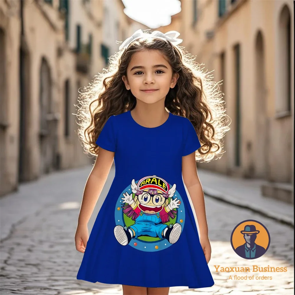 2025 رائجة البيع Arale الفتيات الأطفال فستان مُزين بطباعة ثلاثية الأبعاد لطيف جميل كول الصيف الكرتون