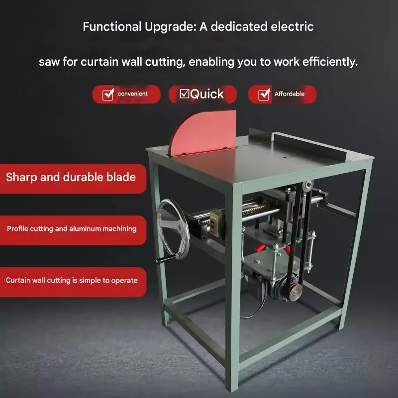 Hand Crank Aluminum Profile Saw Table Machine With Blade Height Adjustment 45 90 Degree For Curtain Wall Window Door Grooving
