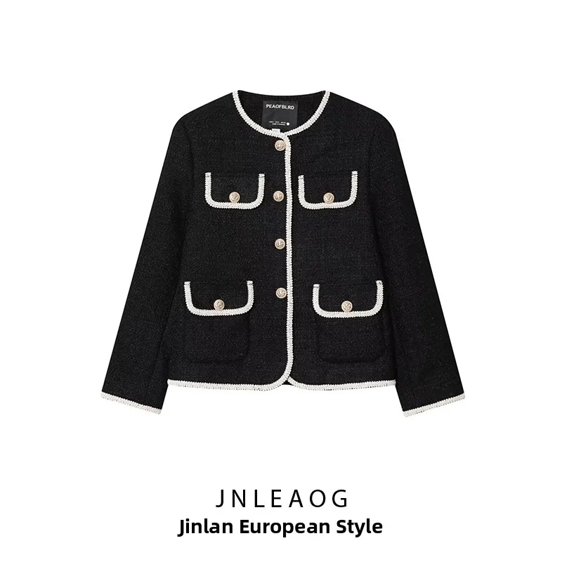 JNLEAOG Autumn New Women's Faion Design Circle Fce Jaet Loose Fit Polyester Long Sve round Ne Button Closure Coat