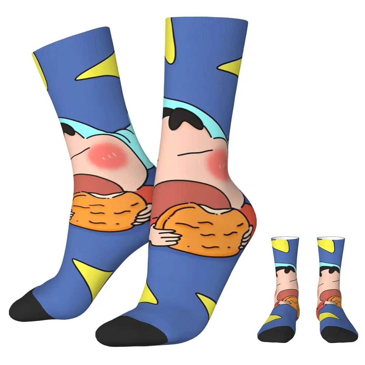 Crayon Shin-chan Eating Autumn Winter Funny Women MenSocks Japanese Anime Non-slip Soccer Socks