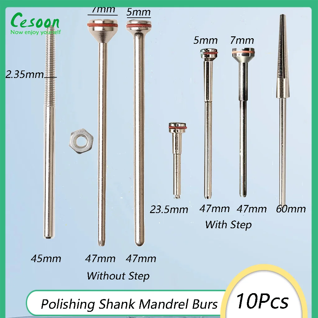 10Pcs Dental Polishing Shank Mandrels Cutting Disc Holder Rotary Polisher Stainless Steel Machine Needle Dentistry Diamond Burs