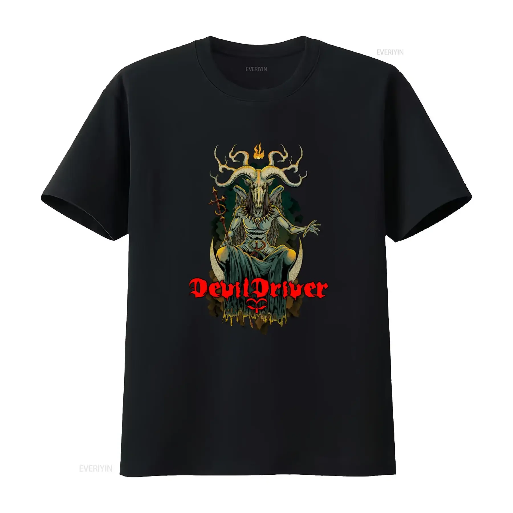 DEVILDRIVER Goat T Shirt Heavy Metal Band Inspired Design for Men vintage Washed Slightly Top For Everyday Wear Stretched