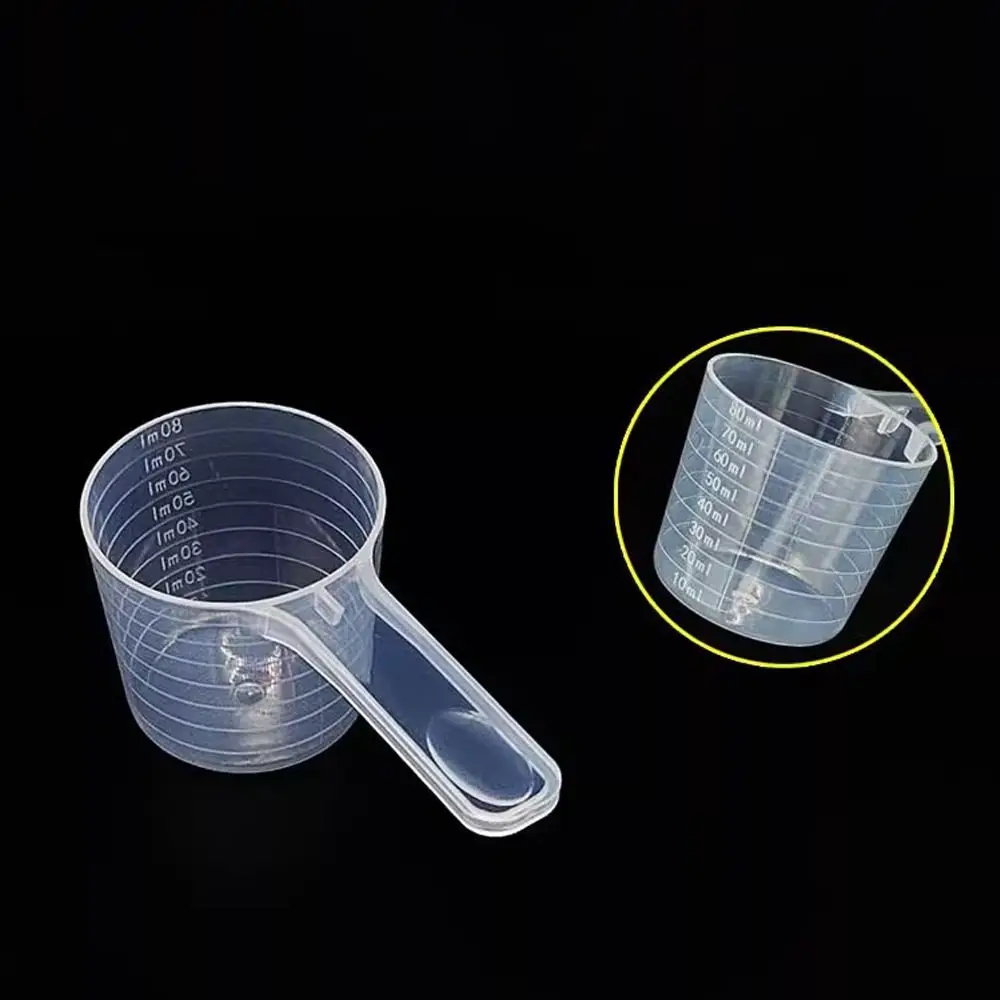 5pcs/set Transparent Plastic Spoon Measuring Flat-bottomed Spoon with Scale Useful Kitchen Baking Measuring Spoon