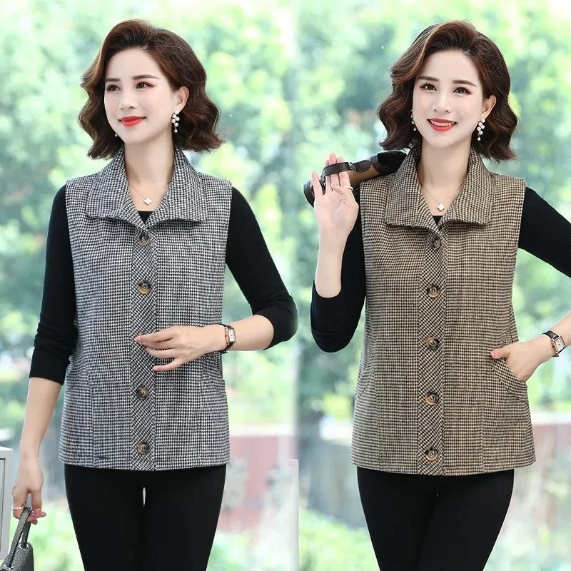 

Middle Aged Mother Large Size 5XL Waistcoat Coat 2025 Female Fashion Leisure Short Vest Tops Spring Women Thin Sleeveless Jacket