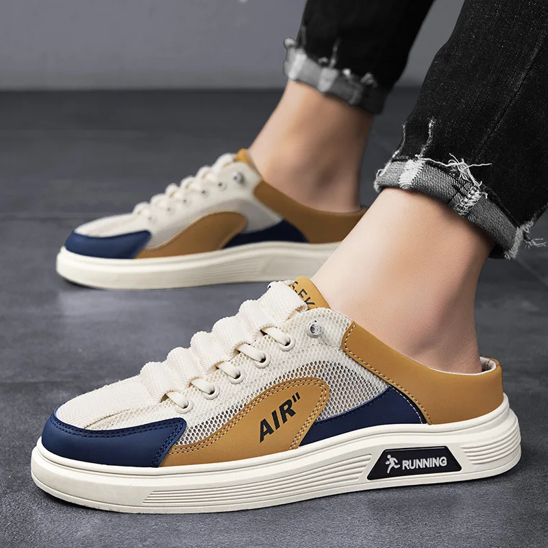 2025 Summer New  Men's Shoes Slip-On Loafers Flat Slippers Summer Half Slippers Lightweight Lazy Shoes Student Sandalias Zapatos image 6