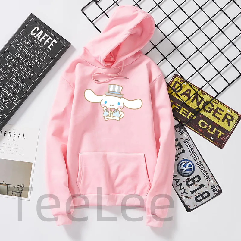 Anime Damen Hoodie Langarm Bedruckt Cinnamoroll Hoodies Winter Casual Sweatshirt Pullover Niedliche Übergroße Kleidung