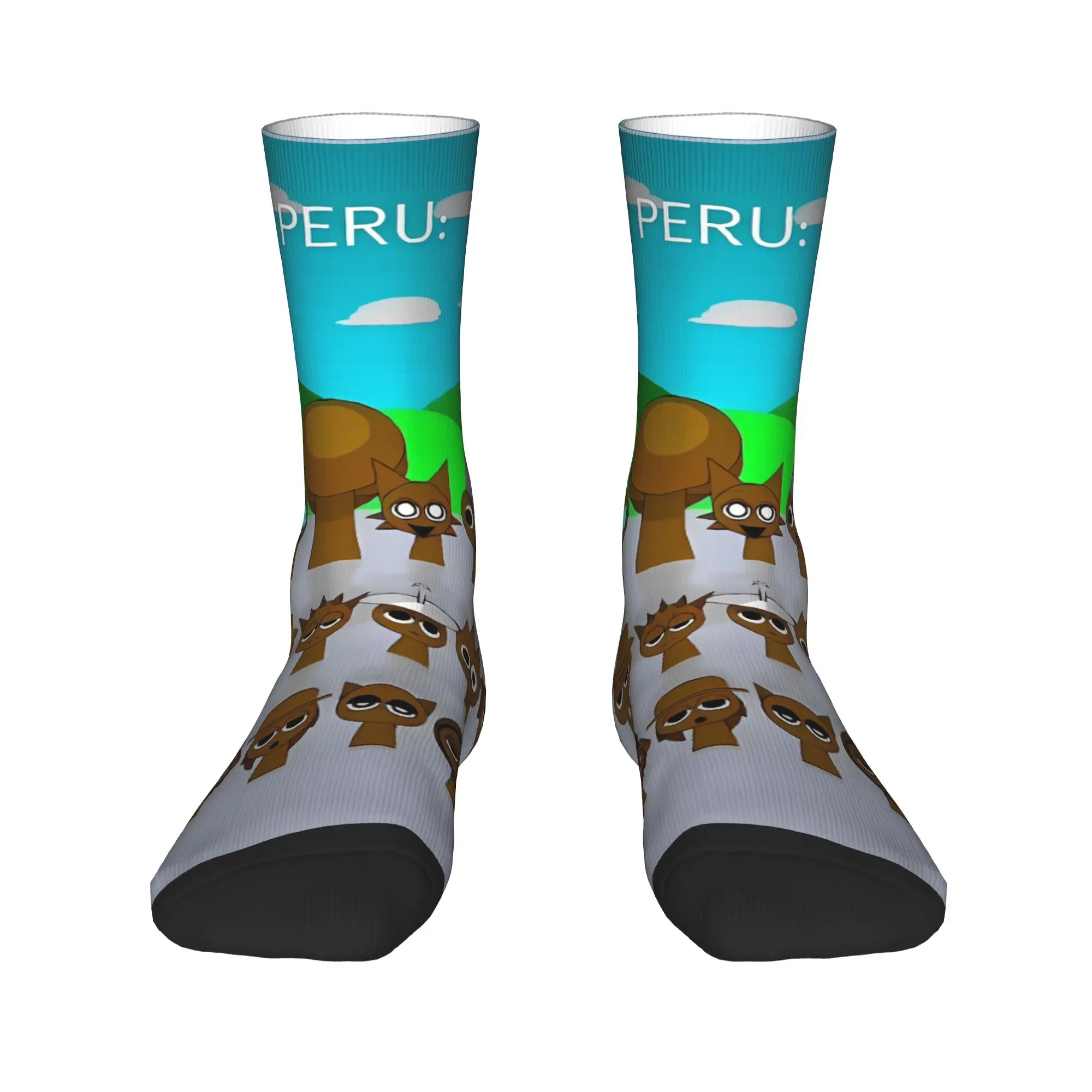 Sprunki Juego Medias de dibujos animados Calcetines divertidos gráficos Calcetines antideslizantes de invierno Adultos Hombres Calcetines suaves cálidos al aire libre