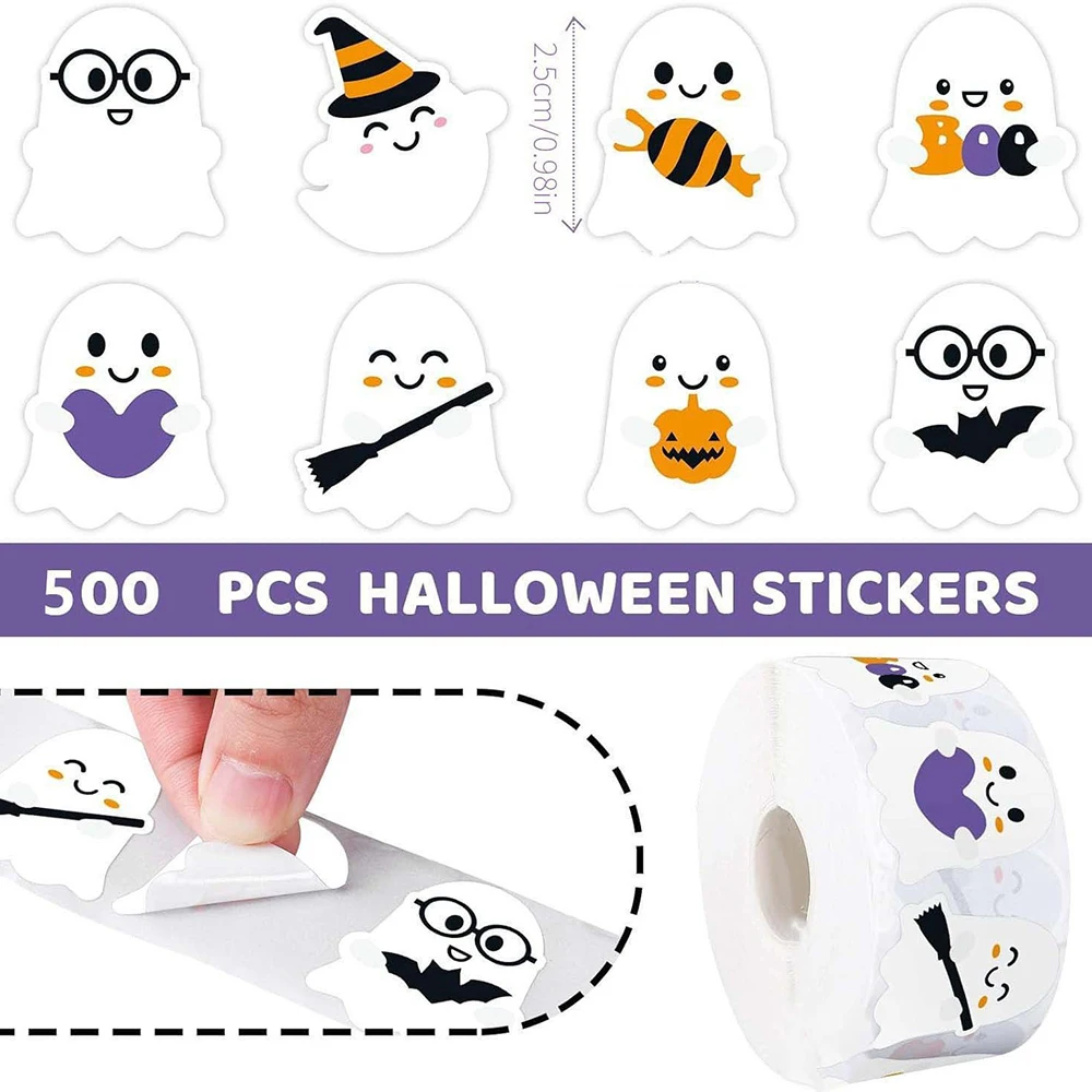 

500pcs Happy Halloween Children's Toy Animal Stickers Diy Adhesive Sealing Label